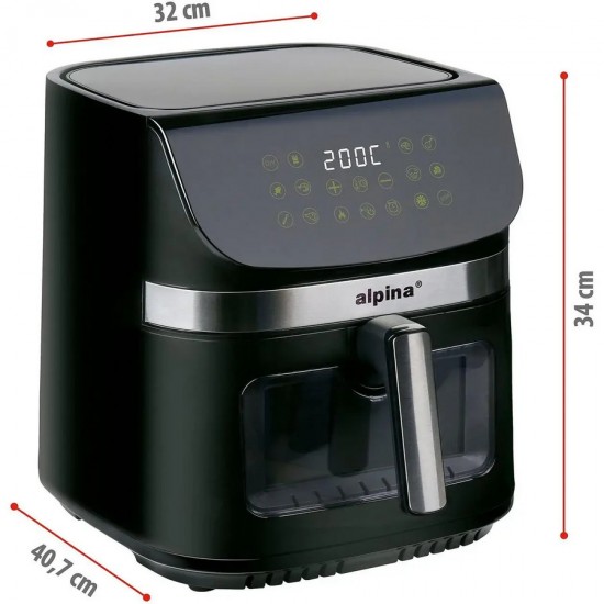 Aerogrils Alpina XXL, melna krās., 1800 W, 9 l (502785828)