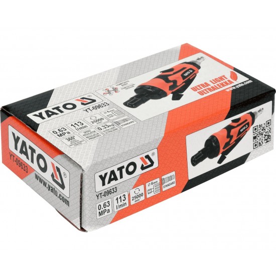 Pneimatiskā taisnā slīpmašīna yato (YT-09633) Pneimatiskā taisnā slīpmašīna yato (YT-09633)