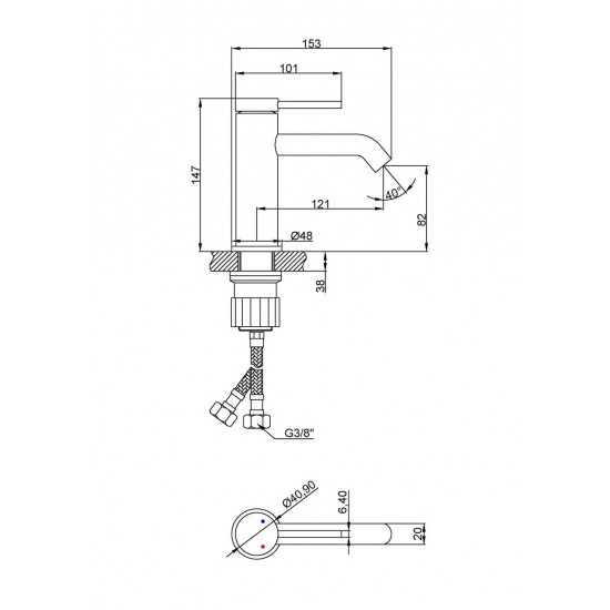 Izlietņu jaucējkrāns Invena Kawala BU-75-004-V, melna (502604305)