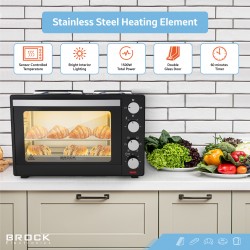 BROCK Cepeškrāsns ar sildvirsmām, melna 30L, 1500W